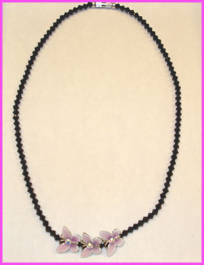 (J) Black Lilac Butterfly Necklace-