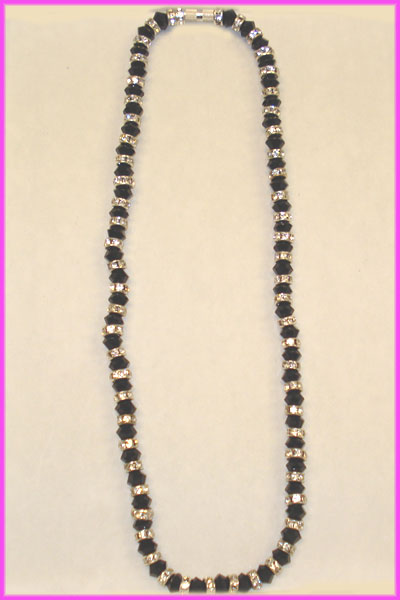 (L1) Black Crystal Bridal Necklace-